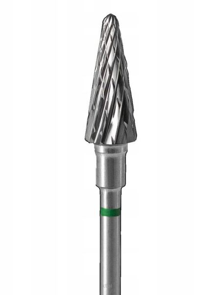 Staleks Frez z węglika Stożek choinka zielony 6/14 mm FT71G060/14