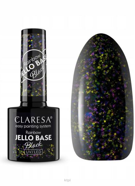 Claresa Rainbow Jello baza hybrydowa kolor Black z kawałkami folii 5 g