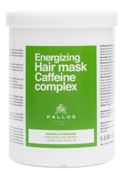 KALLOS KERATIN & CAFFEIN maska do włosów stymulująca porost 1000 ml